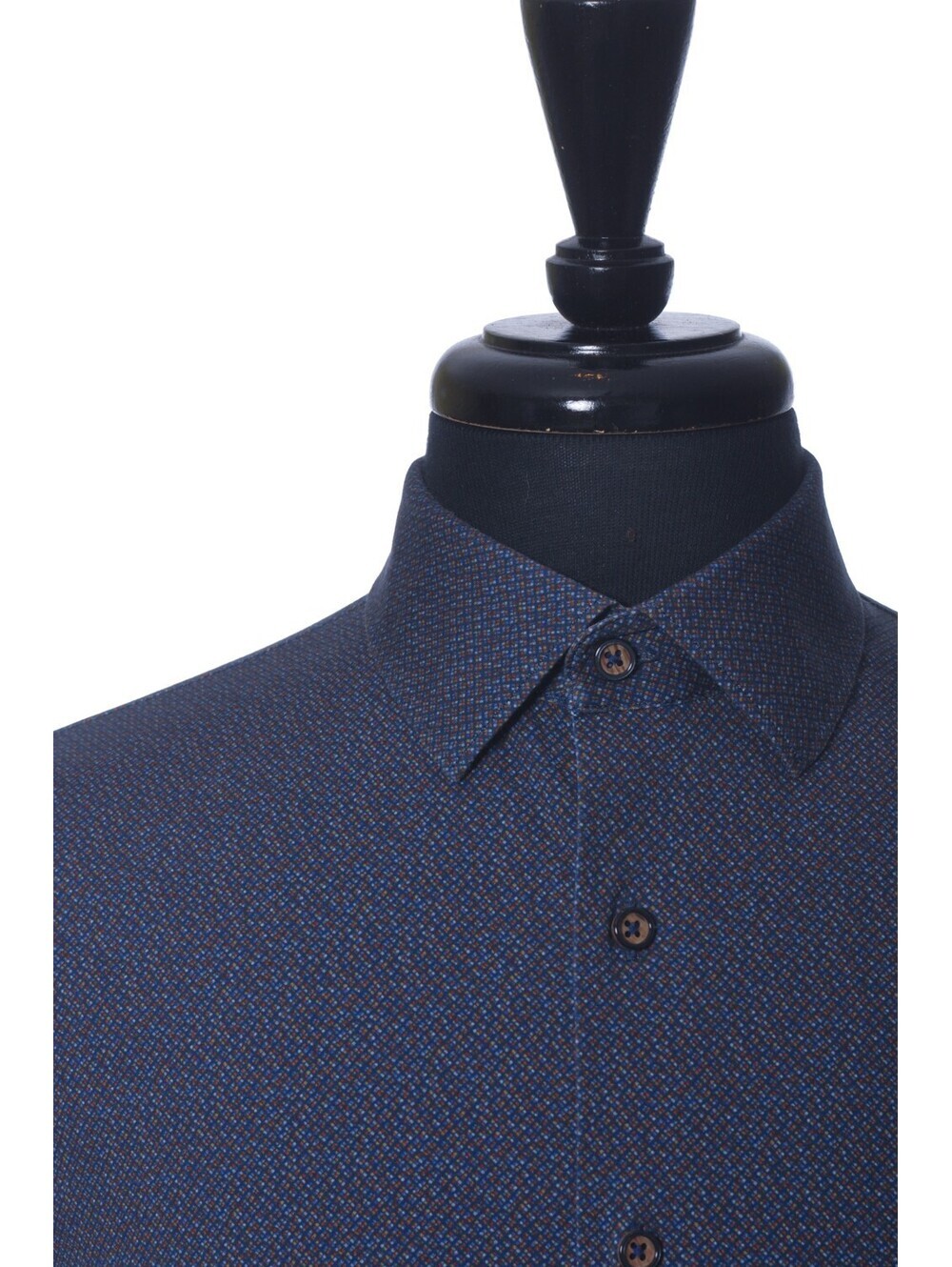 Bugatchi Navy Blue Print 8 Way Stretch Shirt XL 38253